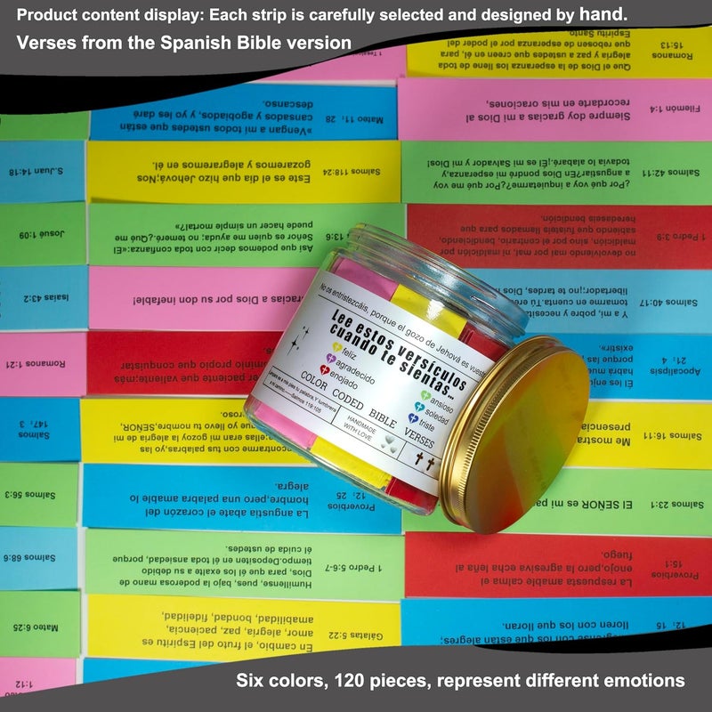 CODINOO Large Size Spanish Bible Verse Jar en español,Inspirational Verses Card 120pcs,Christian Gifts For Women Men,Bible Verses Flask in Spanish,Biblical Religious Gifts,Regalos Cristianos para Mujer - Image 5